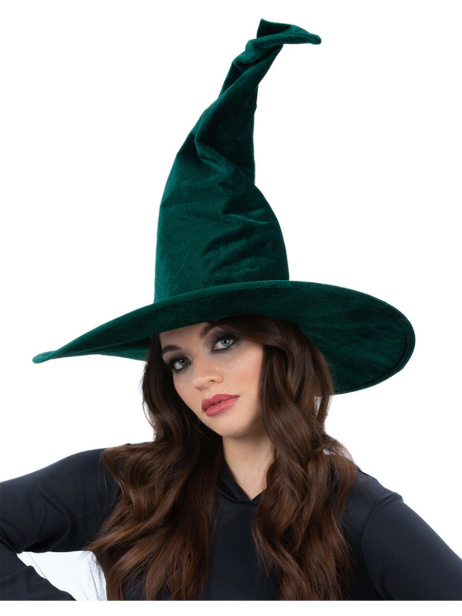 Click to view product details and reviews for Emerald Green Velour Witch Hat.