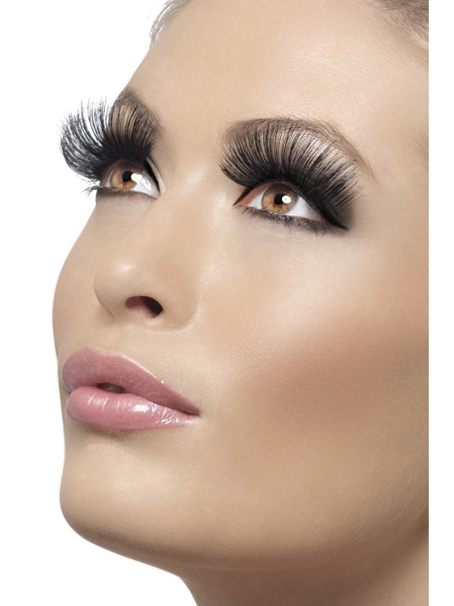 Smiffys Eyelashes Black 60s Style Long Fancy Dress