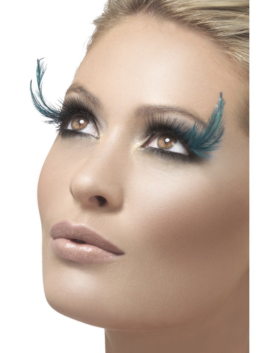 Click to view product details and reviews for Smiffys Eyelashes Black Green With Feather Plume Fancy Dress.