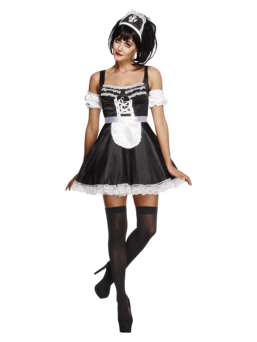 Photos - Fancy Dress Smiffys Fever Flirty French Maid Costume - , Large (UK 16-18)