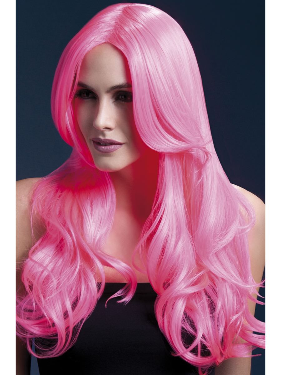 Click to view product details and reviews for Smiffys Fever Khloe Wig Neon Pink Fancy Dress.