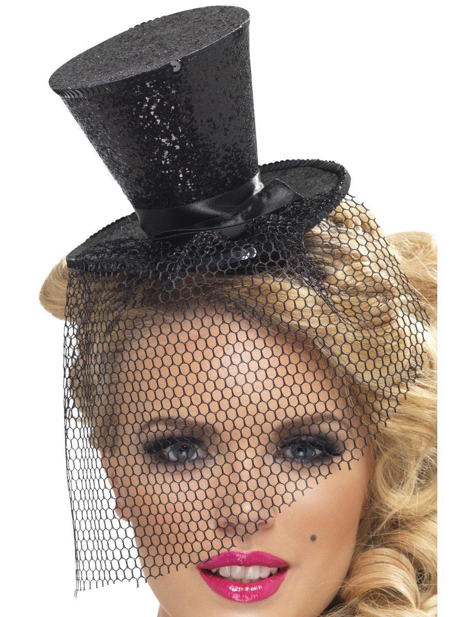 Photos - Fancy Dress Smiffys Fever Mini Top Hat on Headband, Black - 