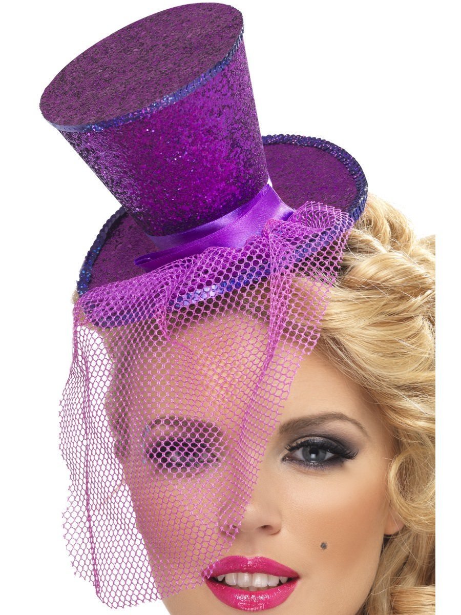 Click to view product details and reviews for Smiffys Fever Mini Top Hat On Headband Purple Fancy Dress.