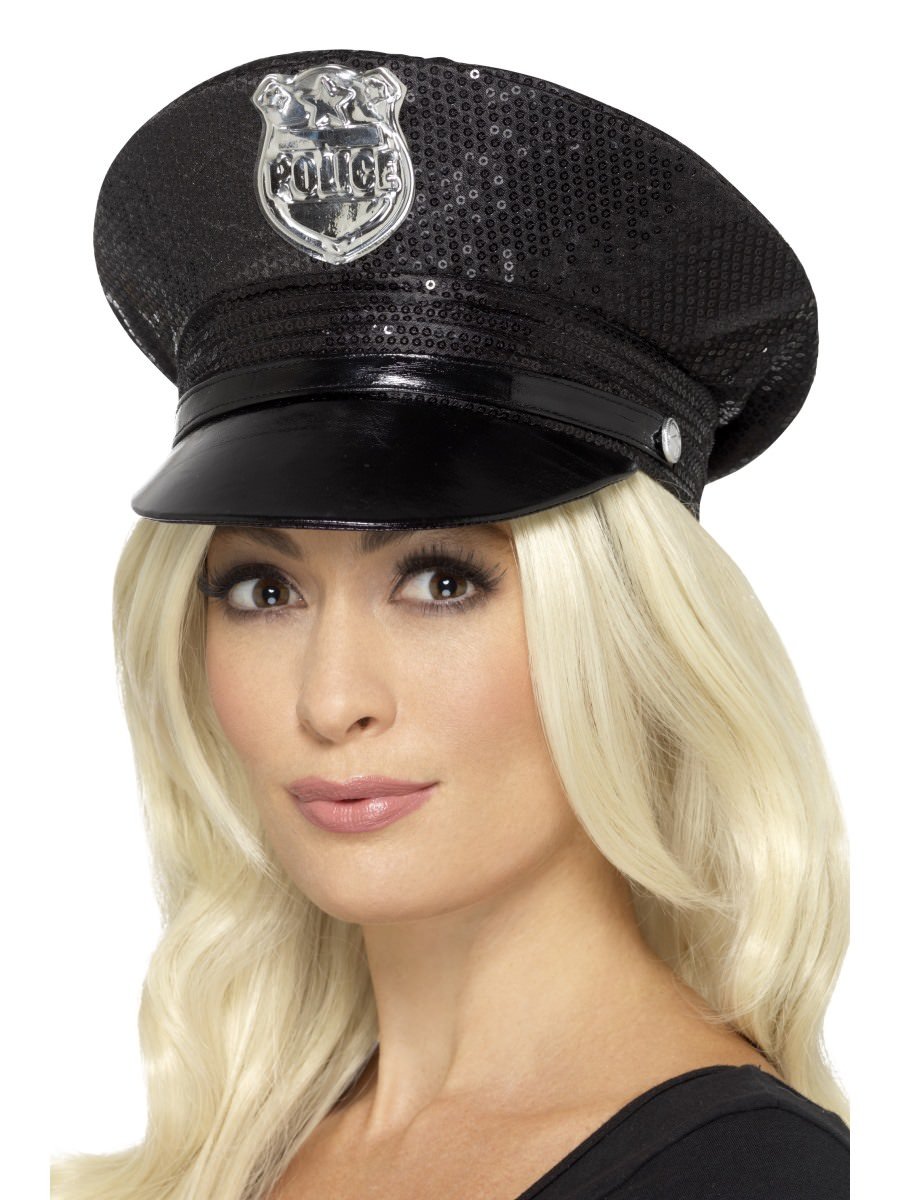 Smiffys Fever Sequin Police Hat Fancy Dress