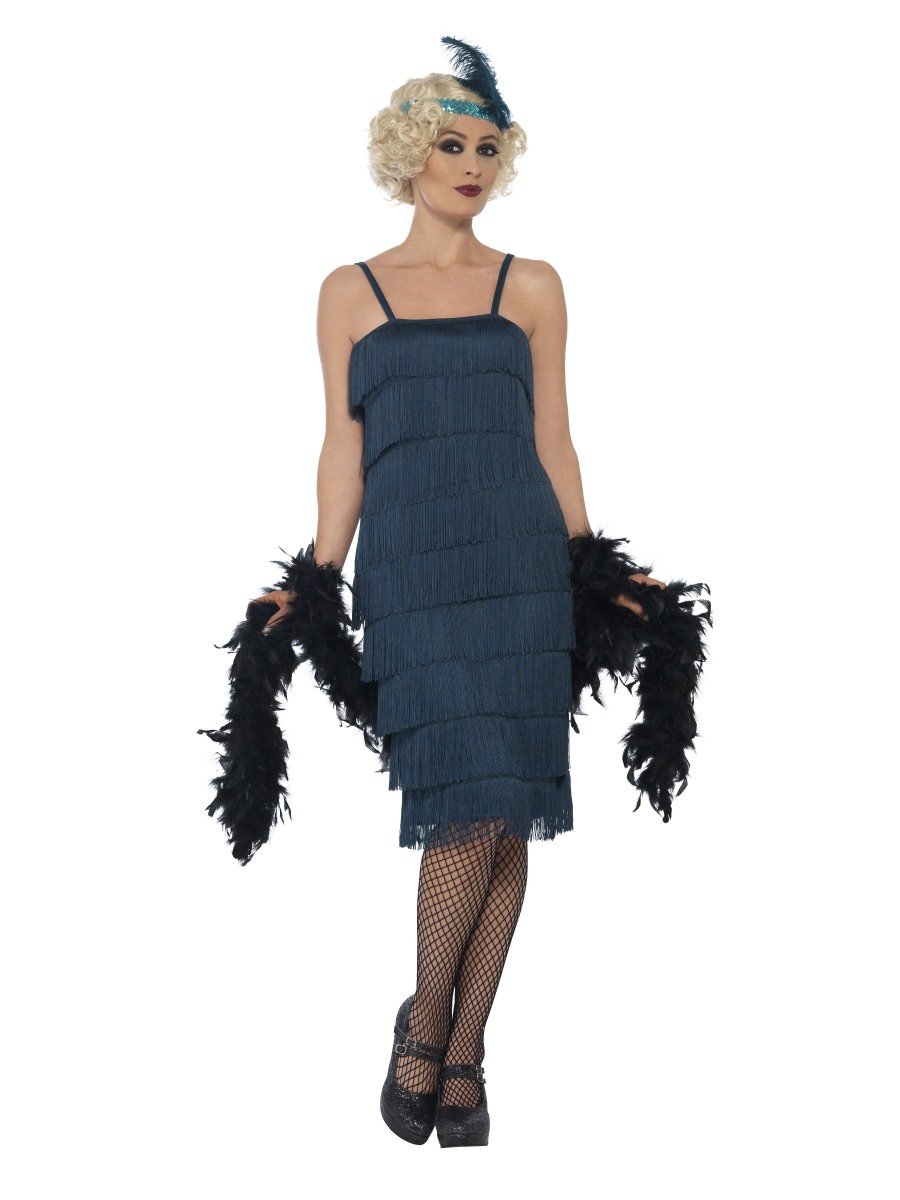 Click to view product details and reviews for Smiffys Flapper Costume Teal Green With Long Dress Fancy Dress Small Uk 8 10.