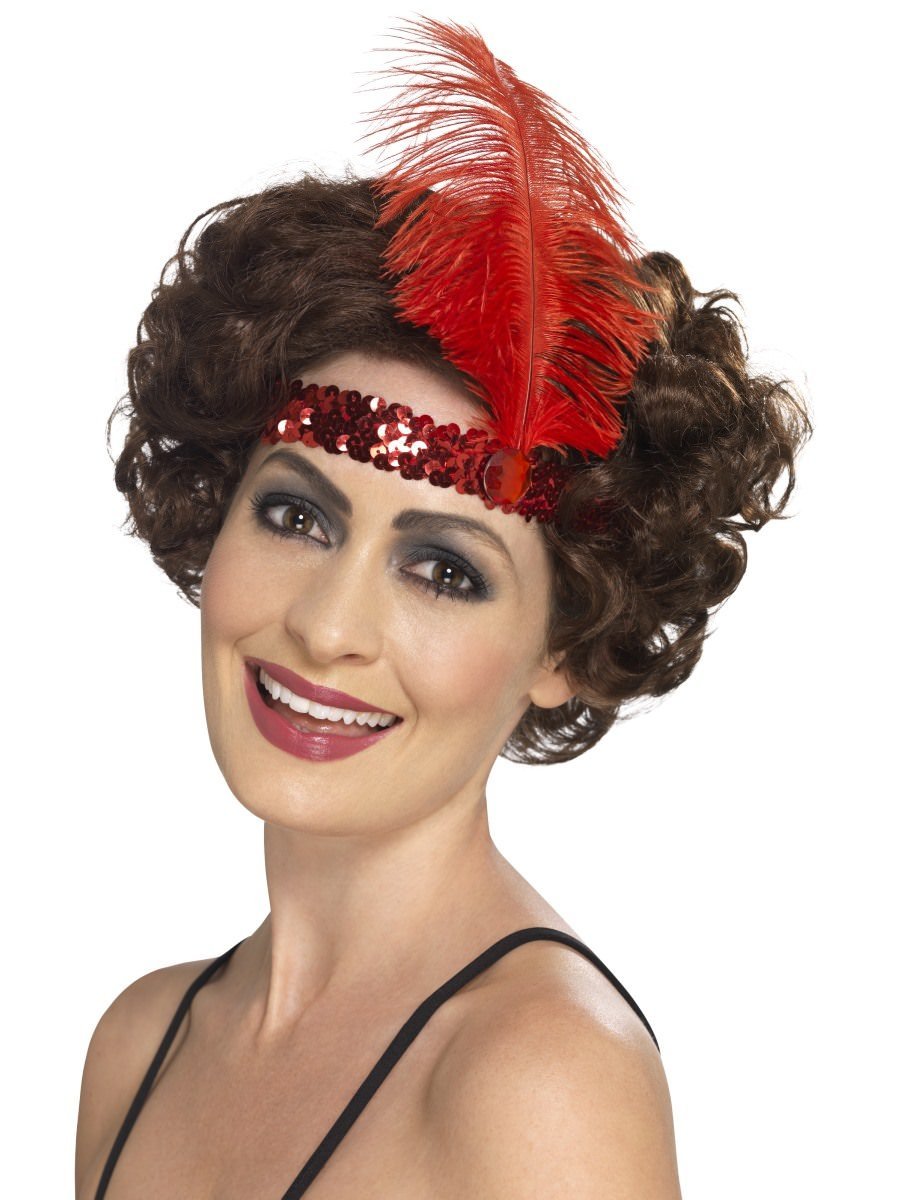 Click to view product details and reviews for Smiffys Flapper Headband Red With Feather Fancy Dress.