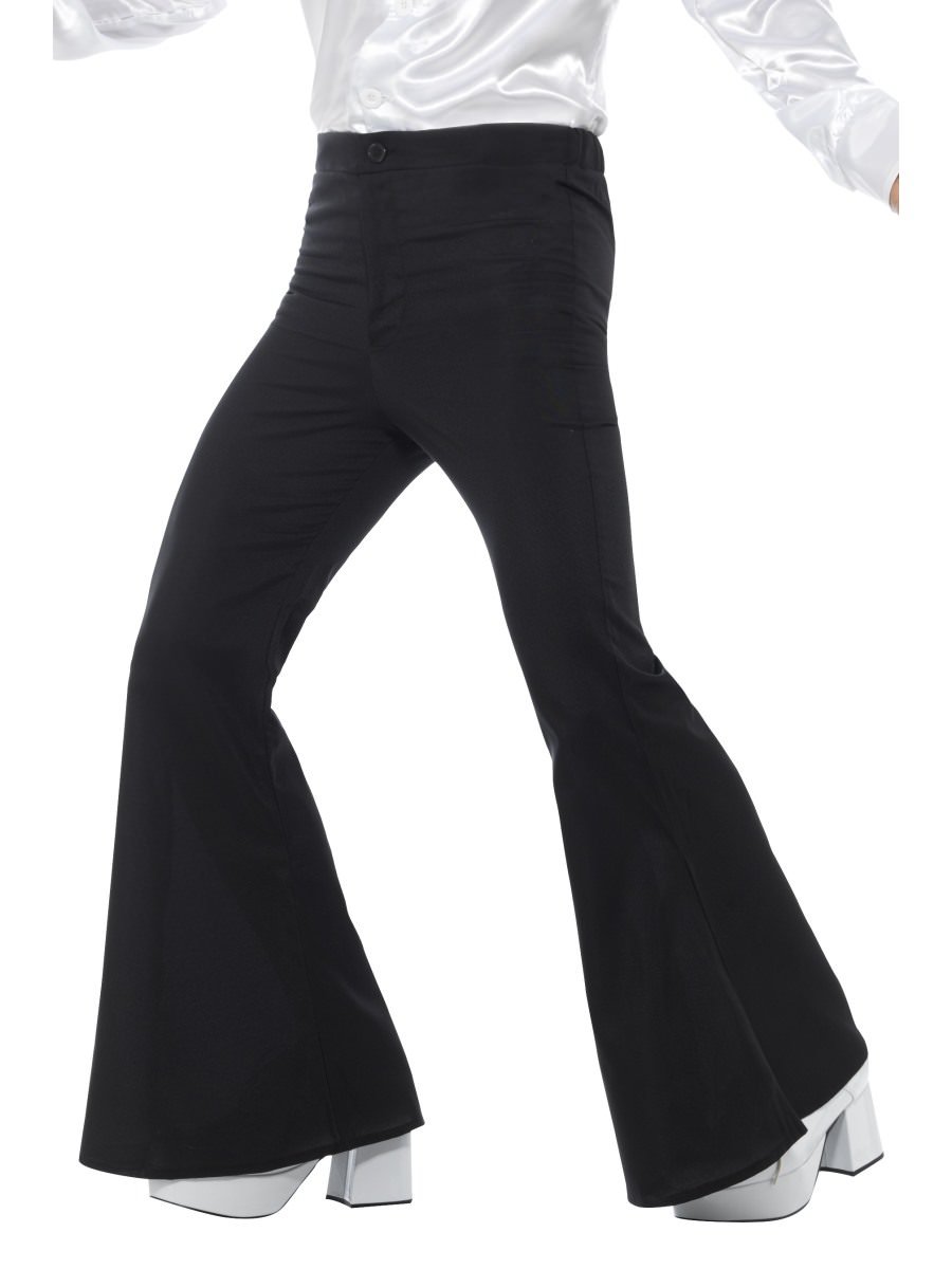 Click to view product details and reviews for Smiffys Flared Trousers Mens Black Fancy Dress Medium Waist 32 34.