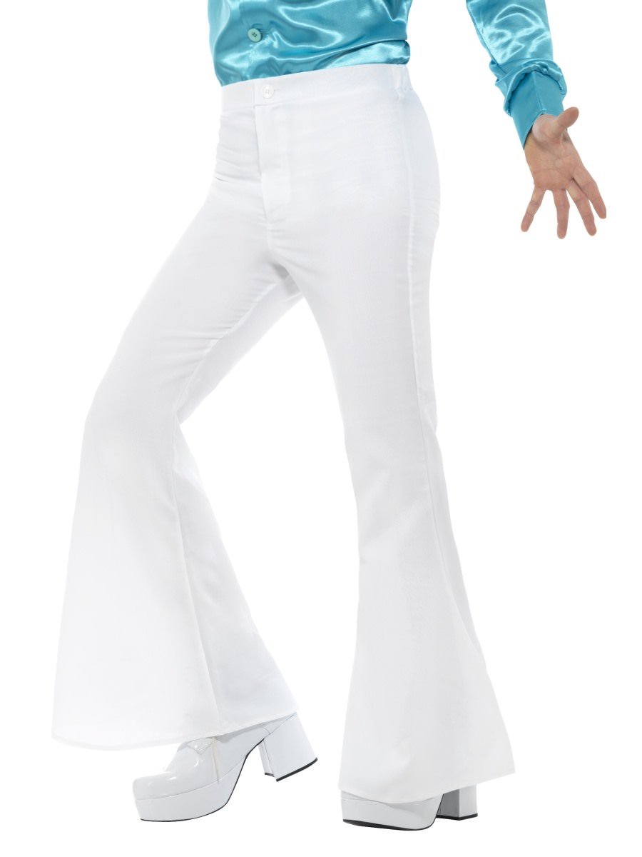 Smiffys Flared Trousers Mens White Fancy Dress Medium Waist 32 34