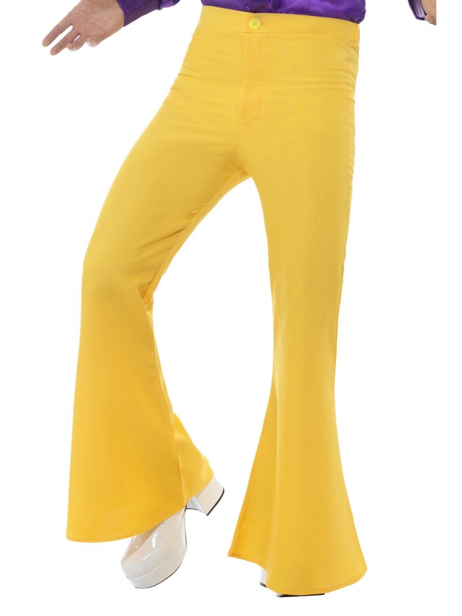 Flared Trousers, Mens, Yellow | Smiffys