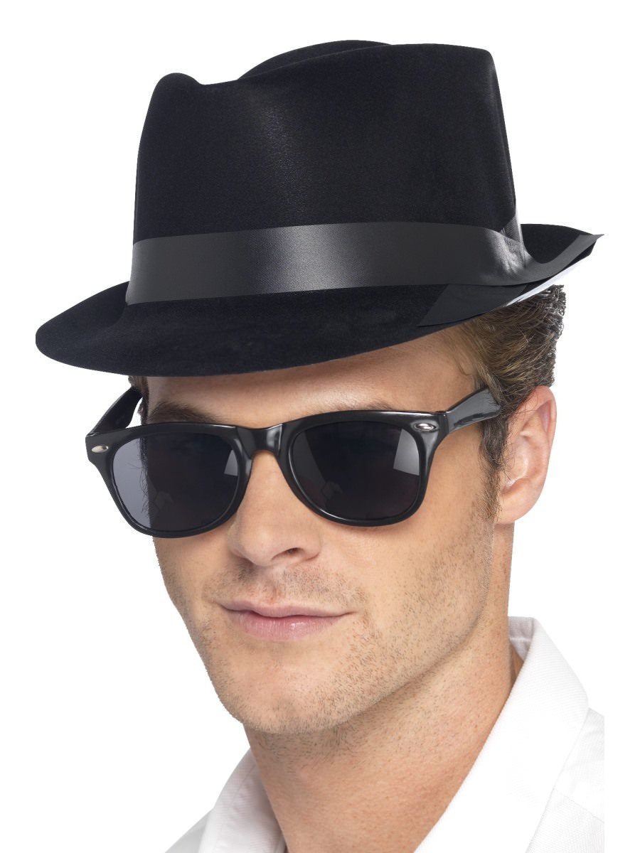 Smiffys Flocked Fedora Hat Fancy Dress