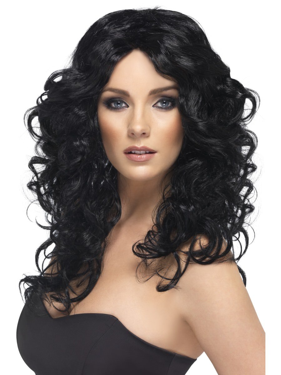 Smiffys Glamour Wig Black Fancy Dress