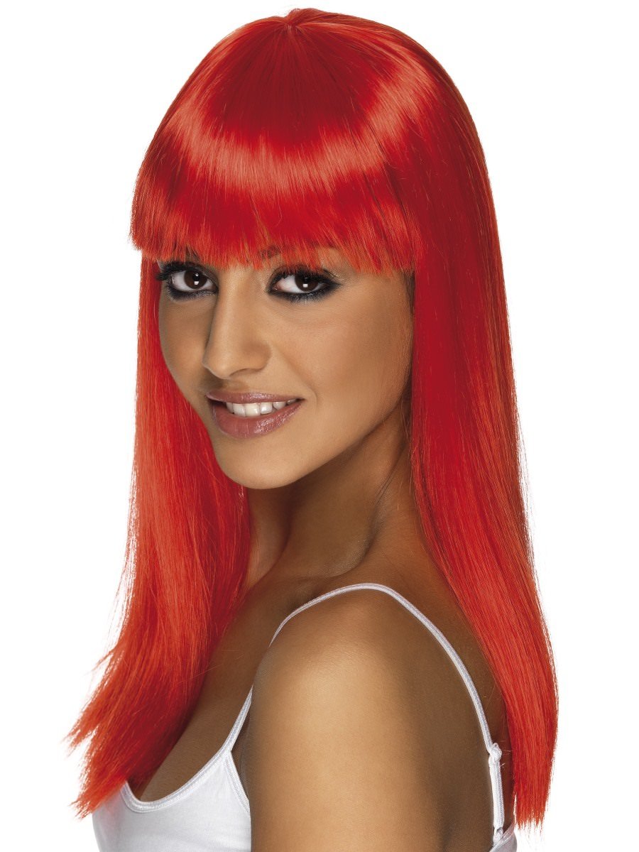 Smiffys Glamourama Wig Neon Red Fancy Dress