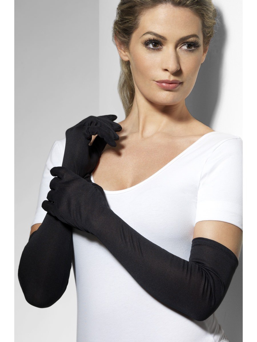 Smiffys Gloves Black Long Fancy Dress