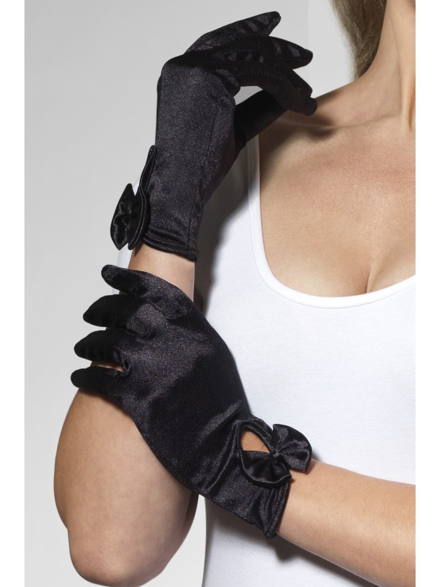 Click to view product details and reviews for Smiffys Gloves Short Black With Bow Fancy Dress.