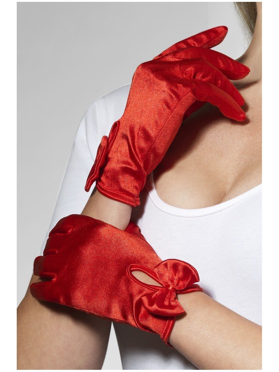 Click to view product details and reviews for Smiffys Gloves Short Red With Bow Fancy Dress.