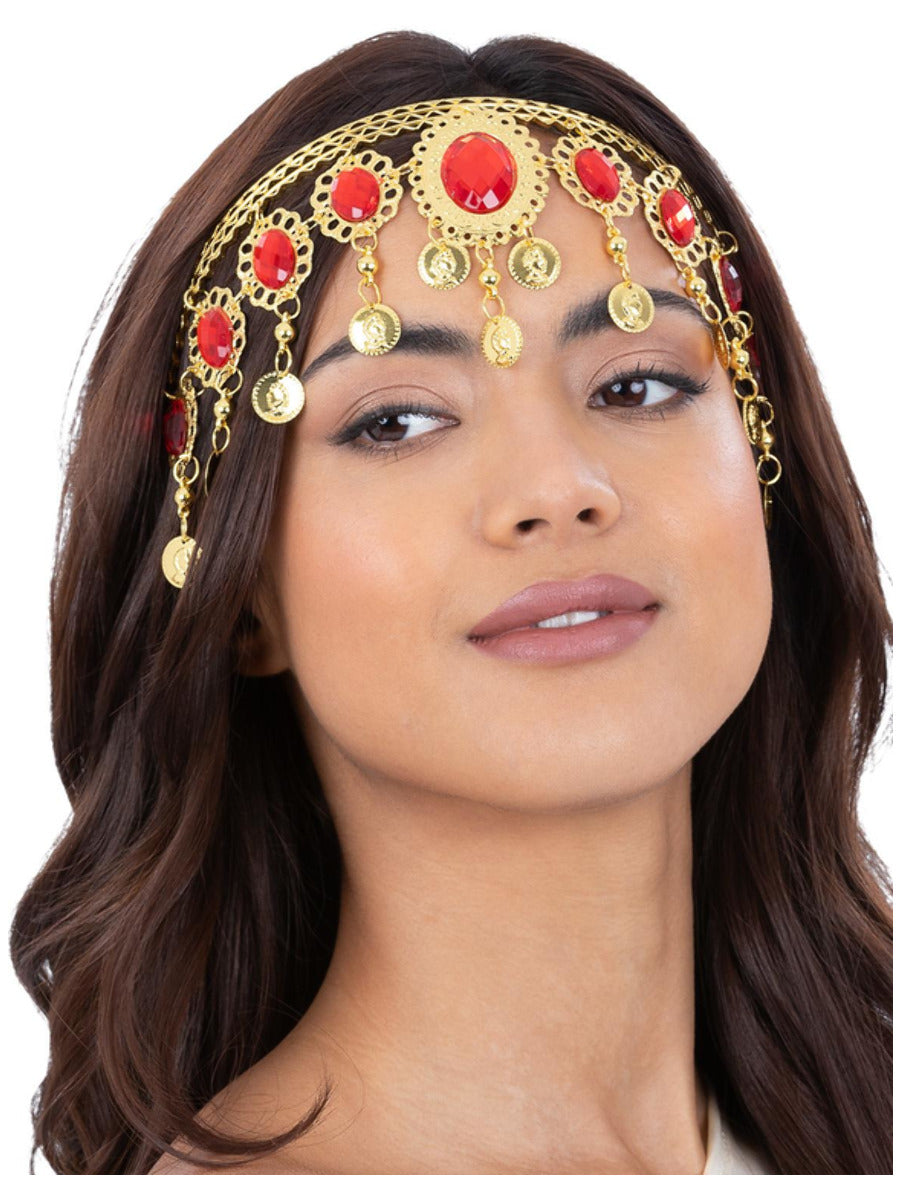 Click to view product details and reviews for Grecian Gold Ruby Headdress.