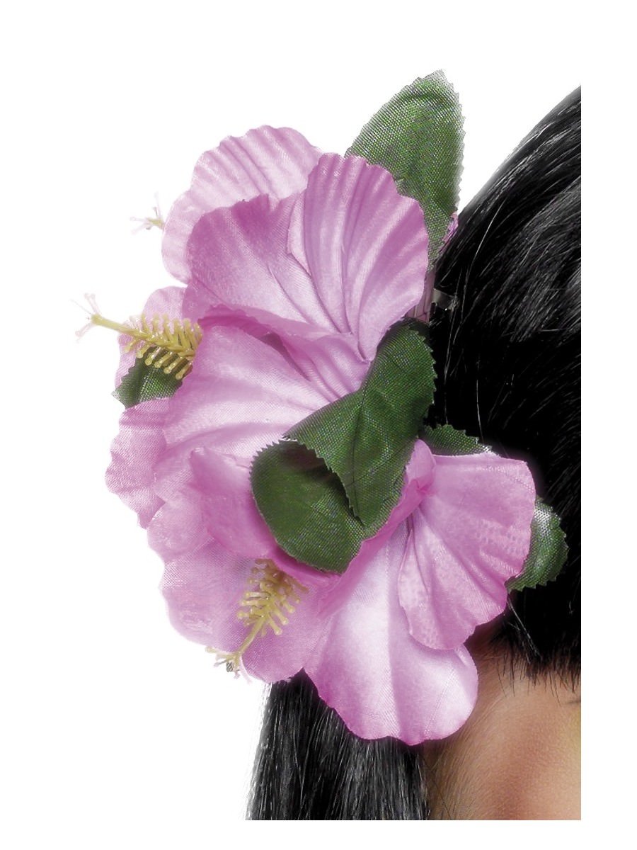 Smiffys Hawaiian Flower Hair Clip Purple Fancy Dress