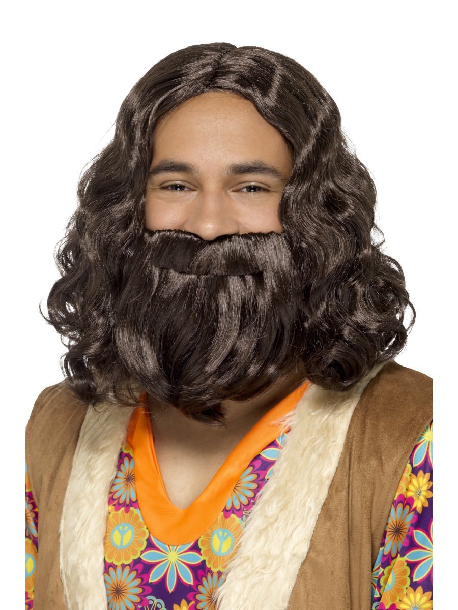 Smiffys Hippie Jesus Wig Beard Set Fancy Dress