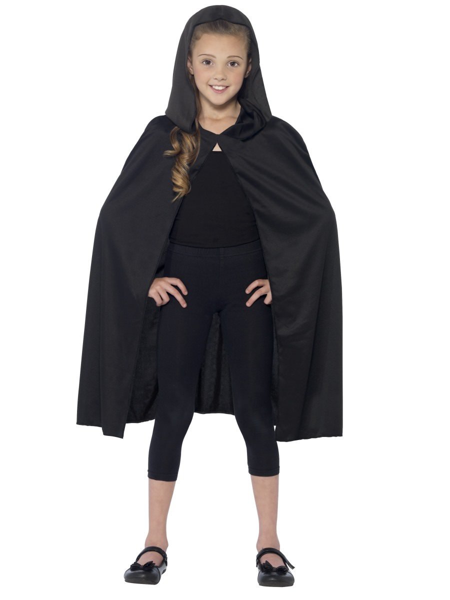 Smiffys Hooded Cape Black Fancy Dress