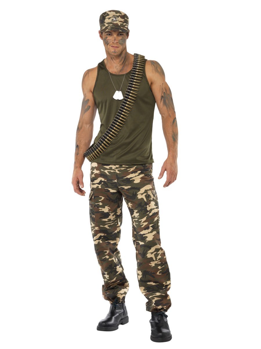 Smiffys Khaki Camo Deluxe Costume Male Fancy Dress Medium Chest 38 40