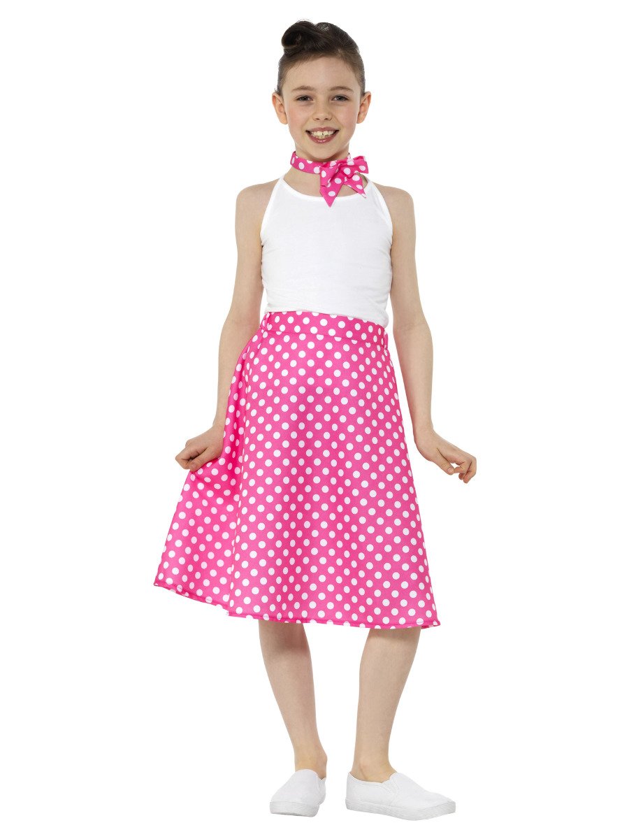 Smiffys Kids 50s Polka Dot Skirt Fancy Dress Small Medium Age 7 9