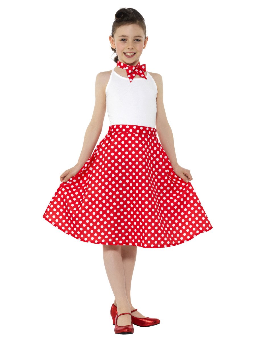 red polka dot skirt outfit