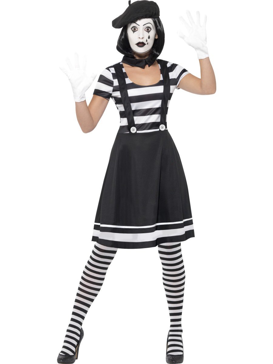 Smiffys Lady Mime Artist Costume Fancy Dress Medium Uk 12 14