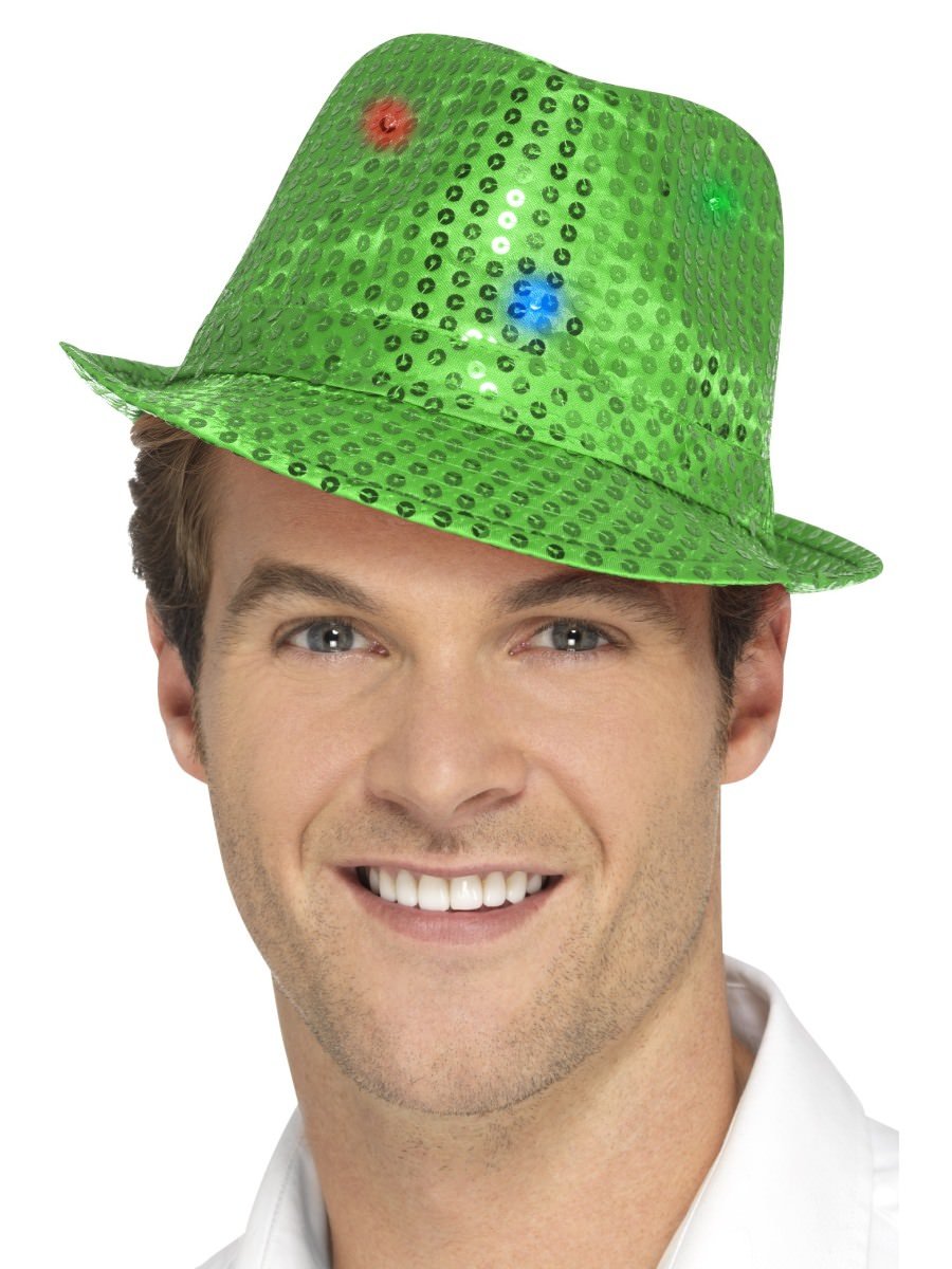Click to view product details and reviews for Smiffys Light Up Sequin Trilby Hat Green Fancy Dress.