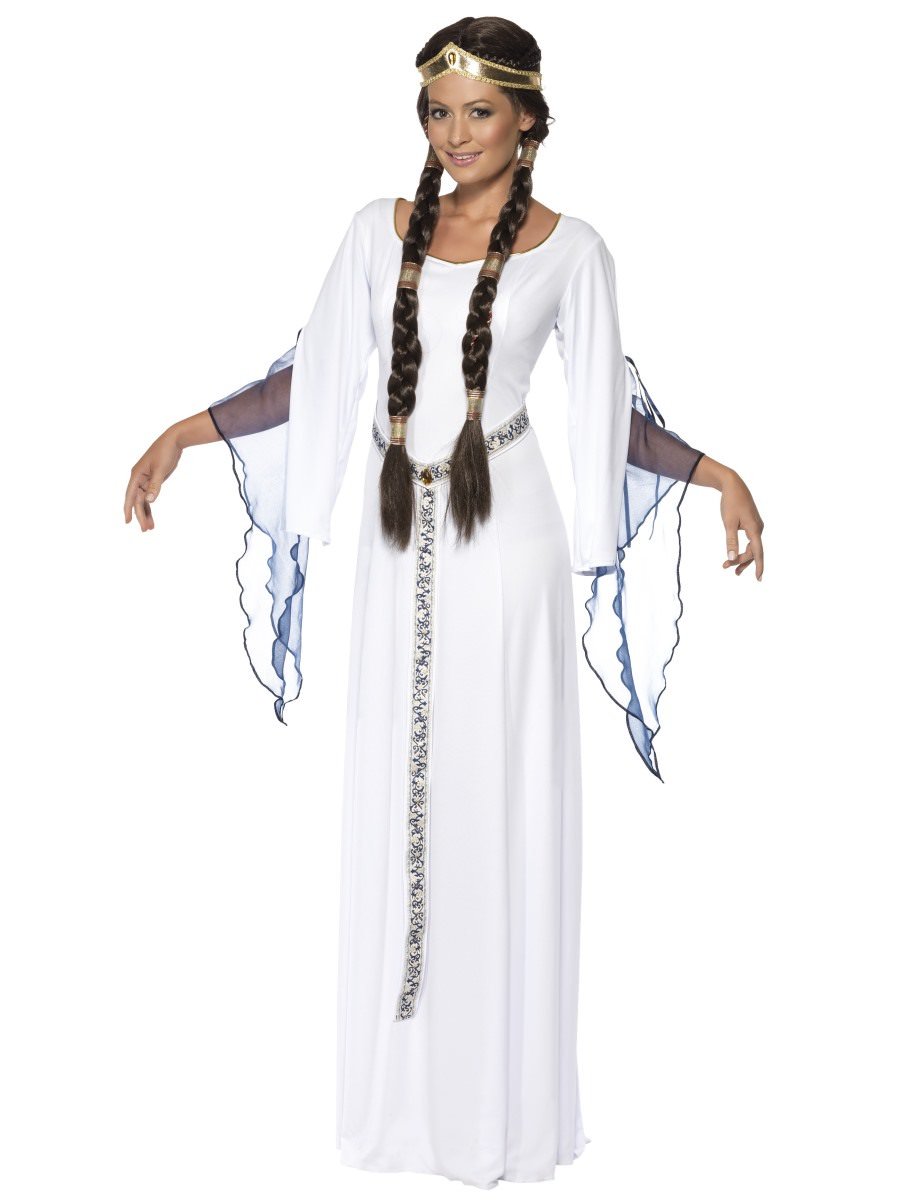 Smiffys Medieval Maid Costume White Fancy Dress Medium Uk 12 14