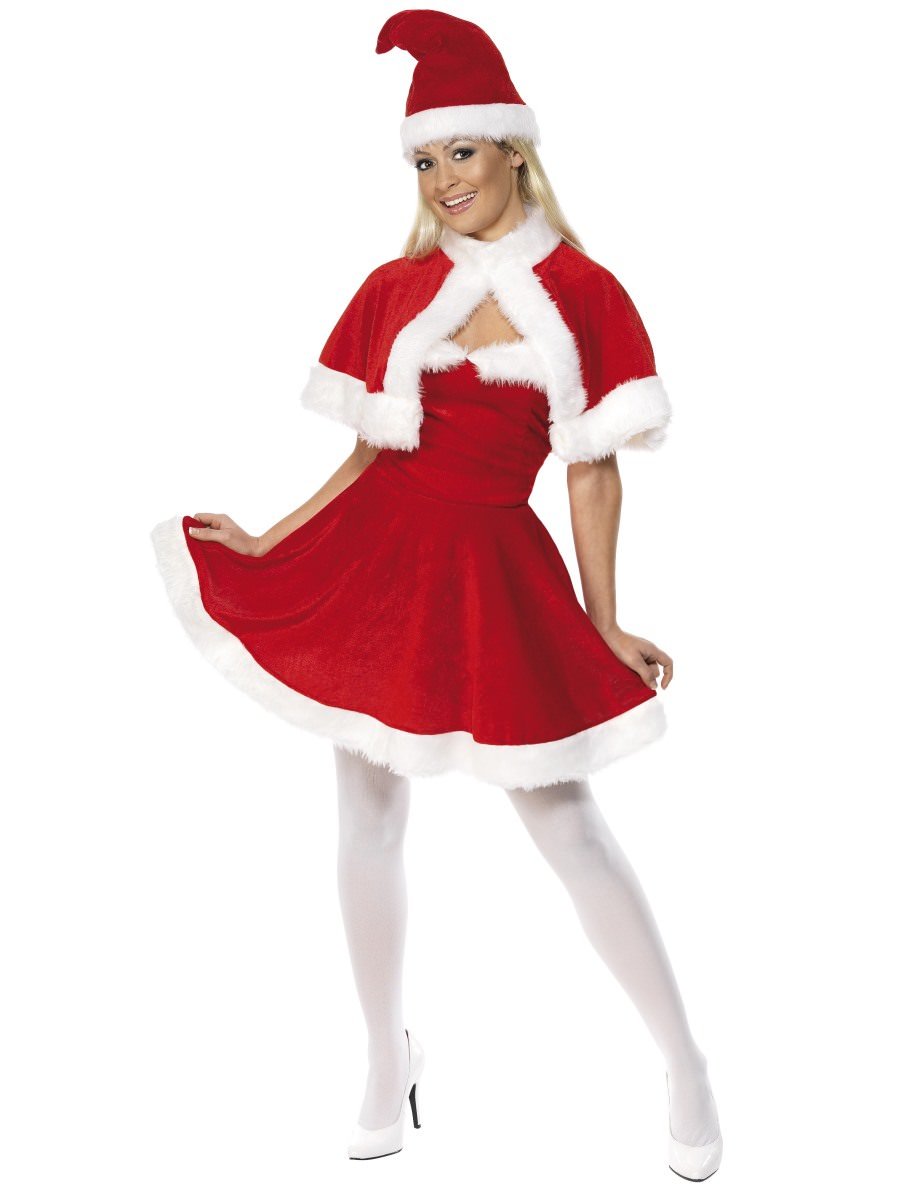 Photos - Fancy Dress Smiffys Miss Santa Costume, with Cape - , Medium (UK 12-14)
