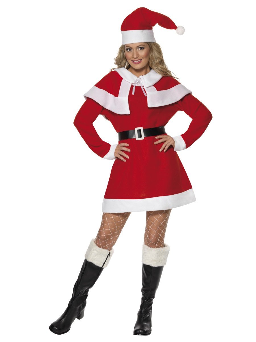 Photos - Fancy Dress Smiffys Miss Santa Fleece Costume - , Large (UK 16-18)