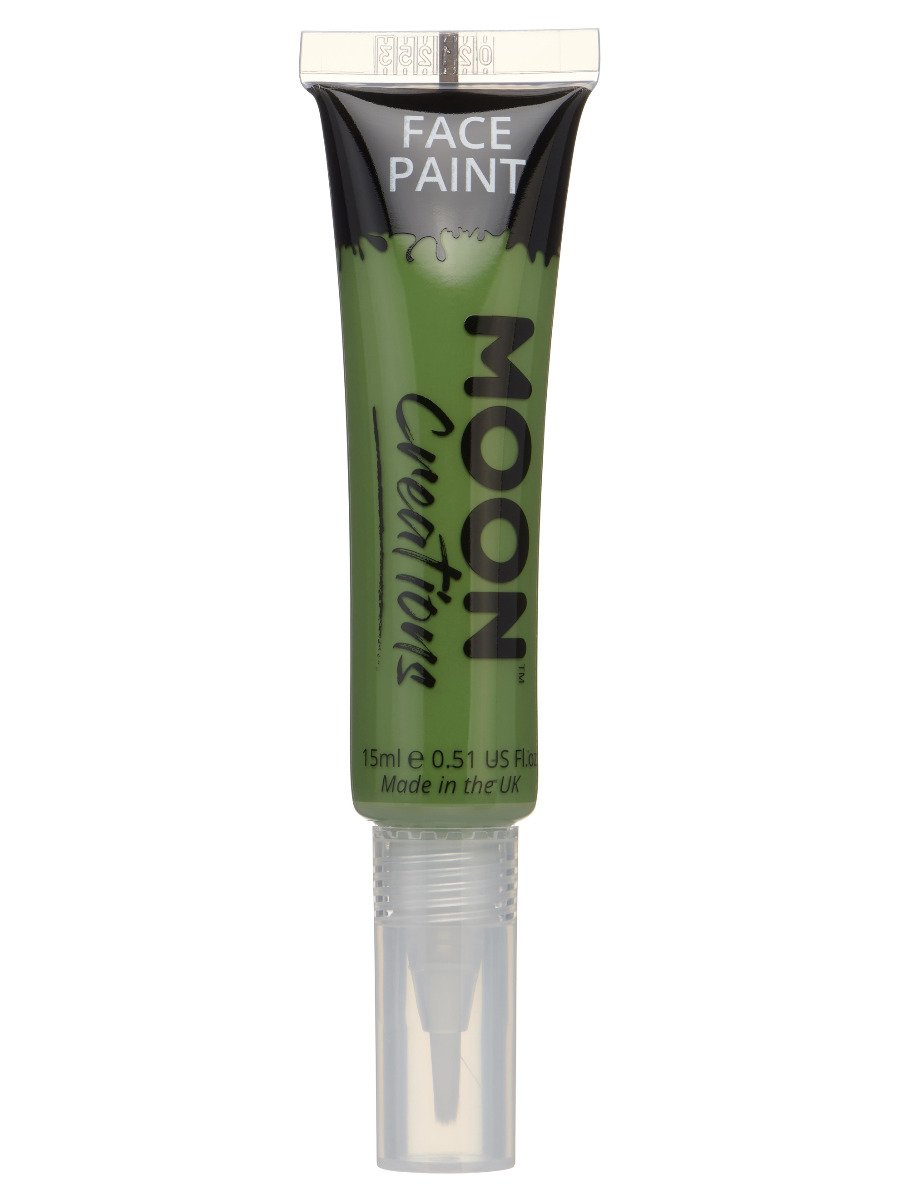 Smiffys Moon Creations Face Body Paint 15ml With Brush Applicator Black Fancy Dress Green