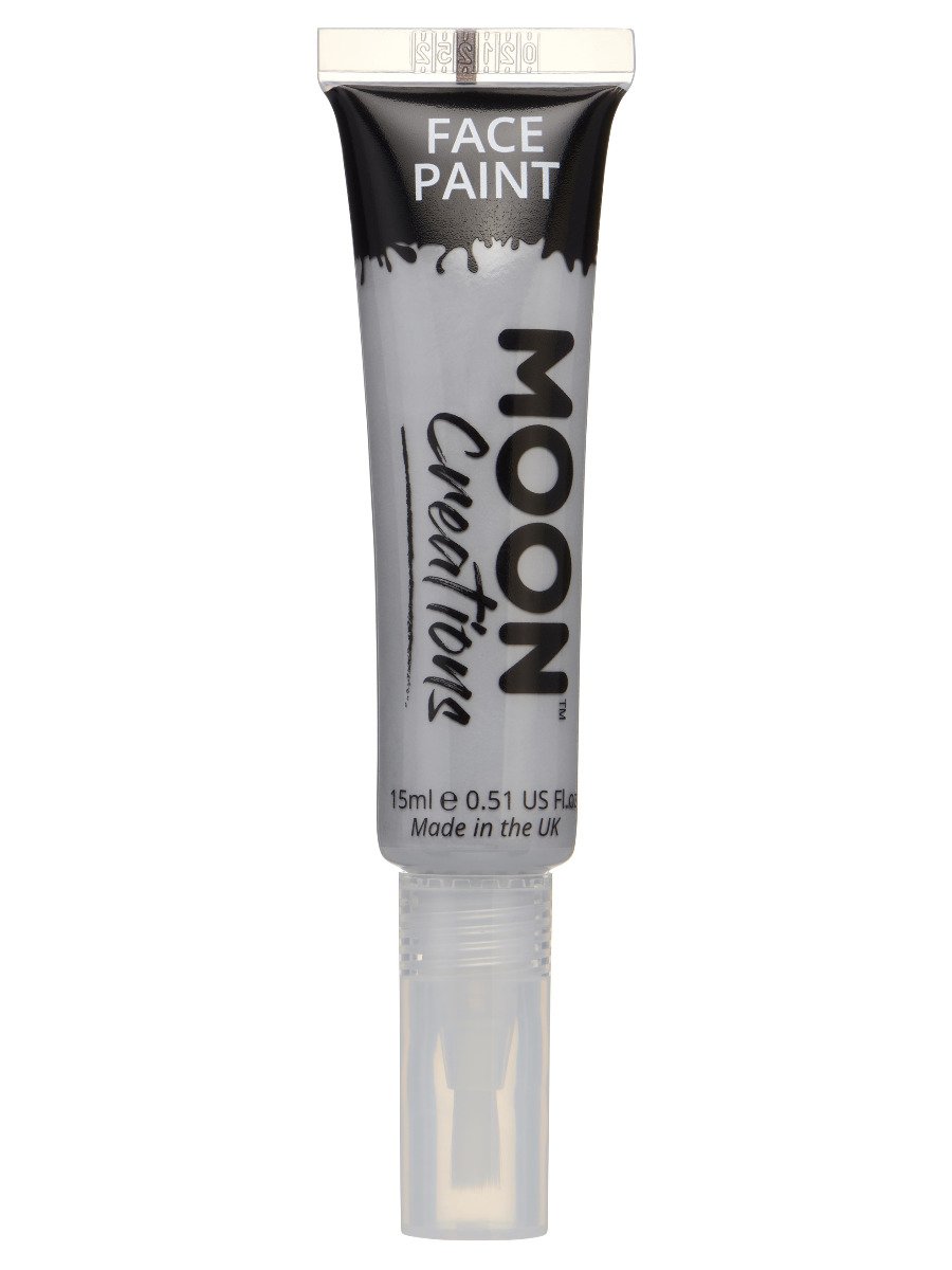 Smiffys Moon Creations Face Body Paint 15ml With Brush Applicator Black Fancy Dress Grey