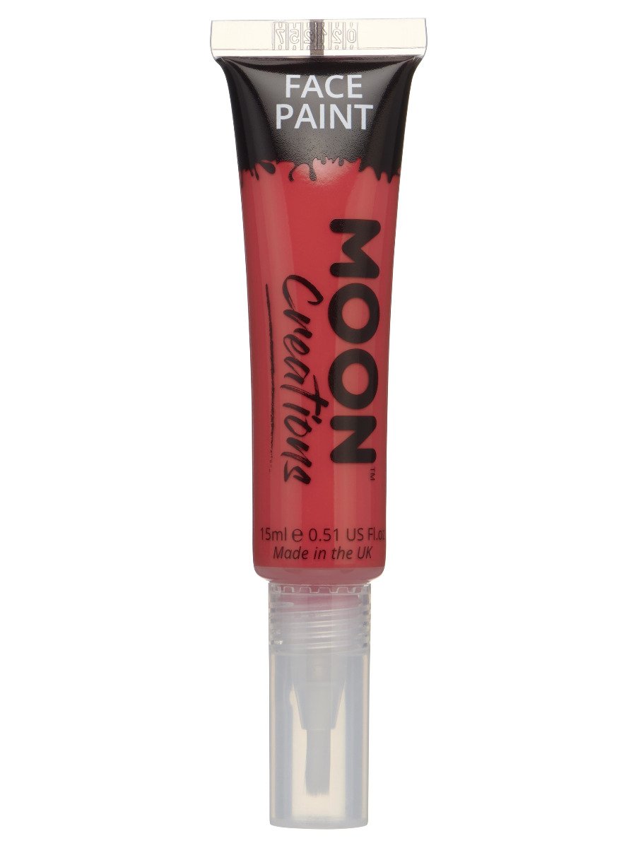 Smiffys Moon Creations Face Body Paint 15ml With Brush Applicator Black Fancy Dress Red