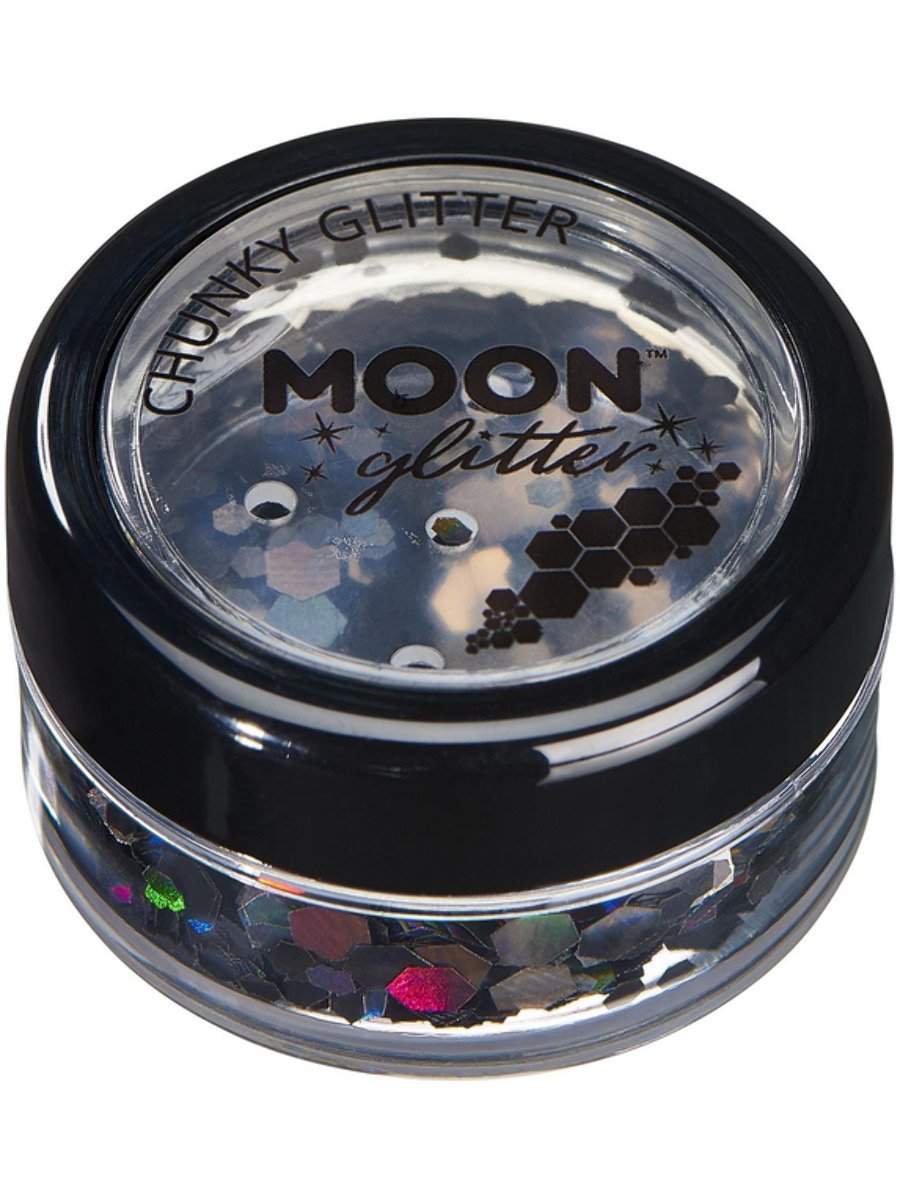 Smiffys Moon Glitter Holographic Chunky Glitter Black Fancy Dress Black