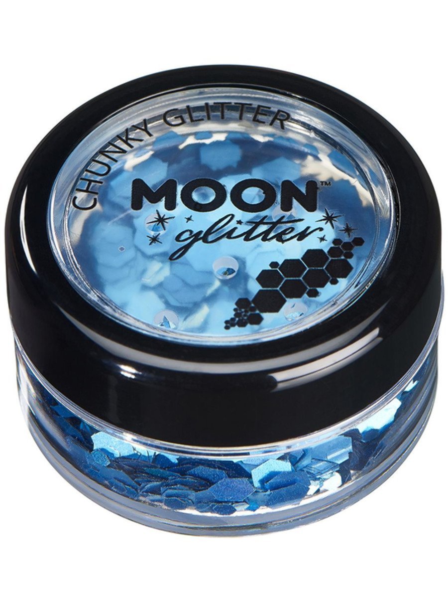 Smiffys Moon Glitter Holographic Chunky Glitter Black Fancy Dress Blue