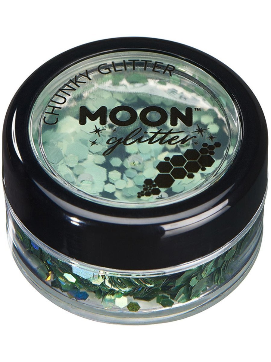 Click to view product details and reviews for Smiffys Moon Glitter Holographic Chunky Glitter Black Fancy Dress Green.