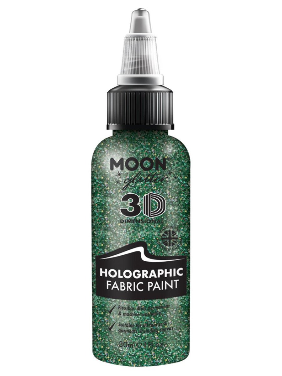 Click to view product details and reviews for Smiffys Moon Glitter Holographic Glitter Fabric Paint Black Fancy Dress Green.