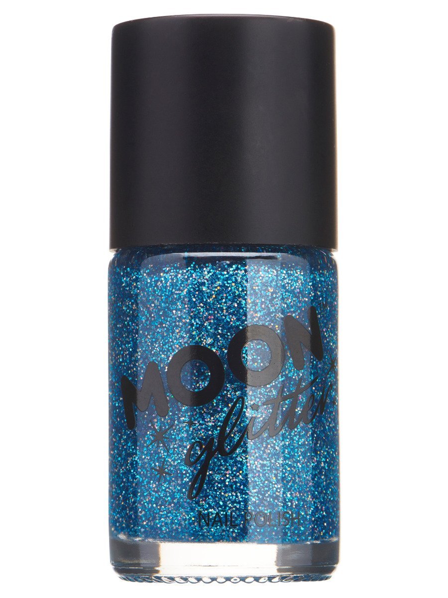 Smiffys Moon Glitter Holographic Nail Polish Blue Fancy Dress Blue