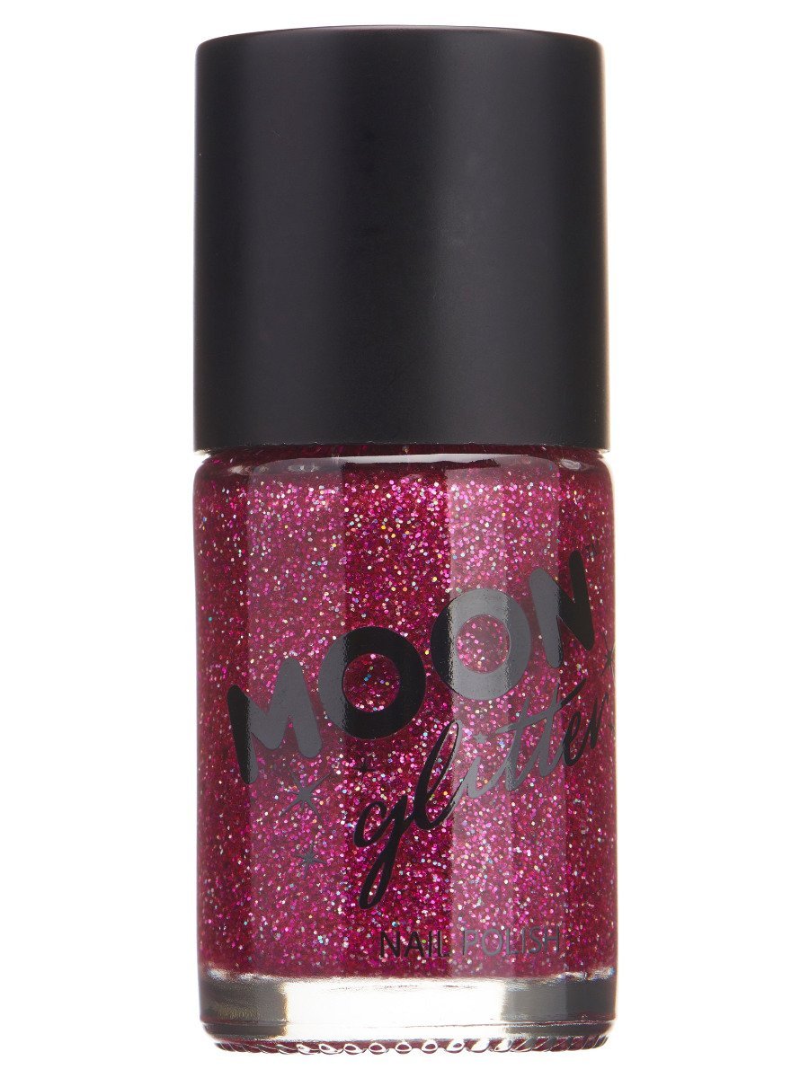 Smiffys Moon Glitter Holographic Nail Polish Blue Fancy Dress Fuchsia