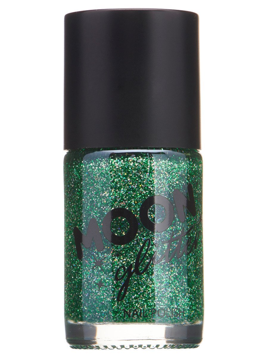 Smiffys Moon Glitter Holographic Nail Polish Blue Fancy Dress Green