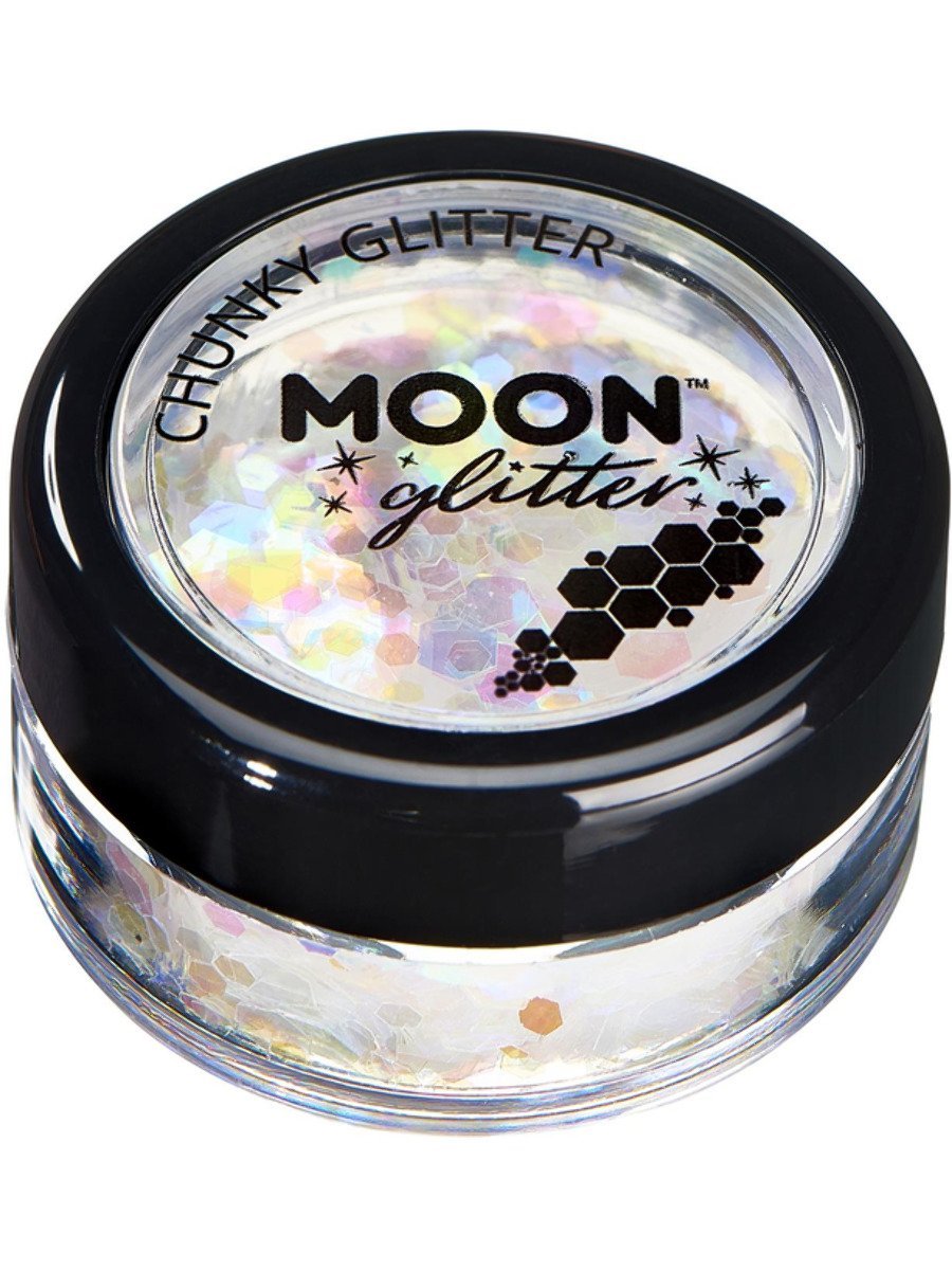 Smiffys Moon Glitter Iridescent Chunky Glitter Blue Fancy Dress White