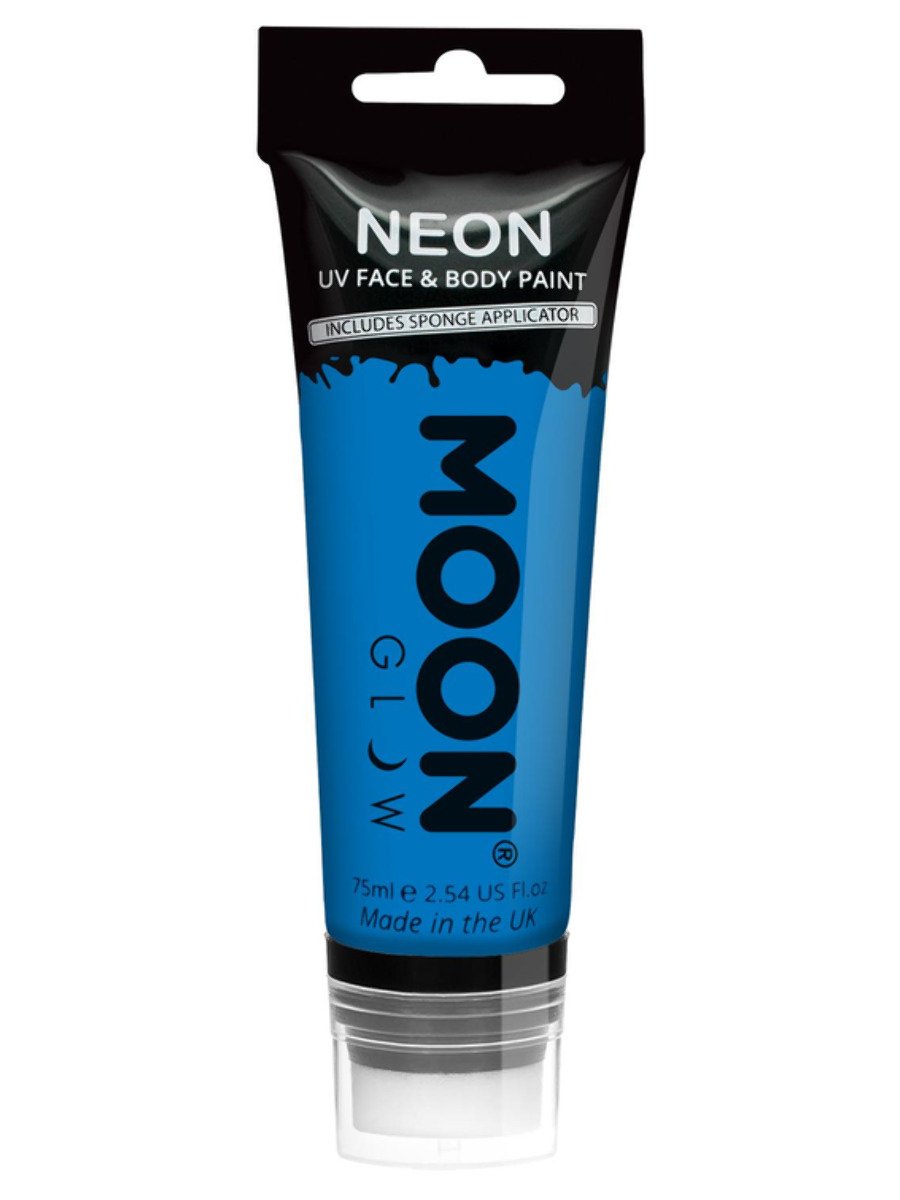 Smiffys Moon Glow Supersize Intense Neon Uv Face Paint Black Fancy Dress Intense Blue