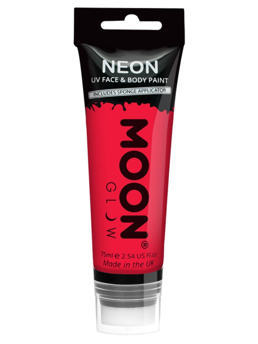 Smiffys Moon Glow Supersize Intense Neon Uv Face Paint Black Fancy Dress Intense Red