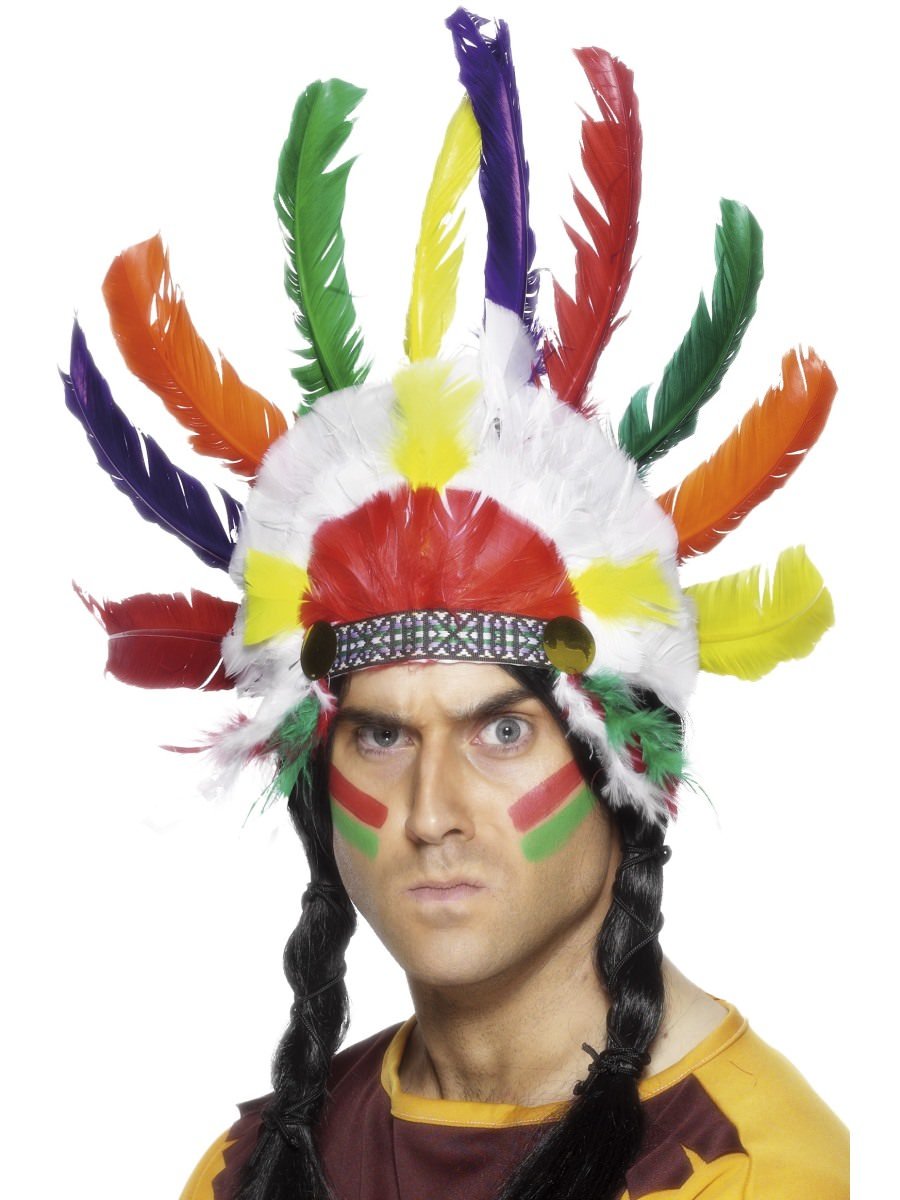 Smiffys Native American Inspired Headdress Multi Coloured Fancy Dress