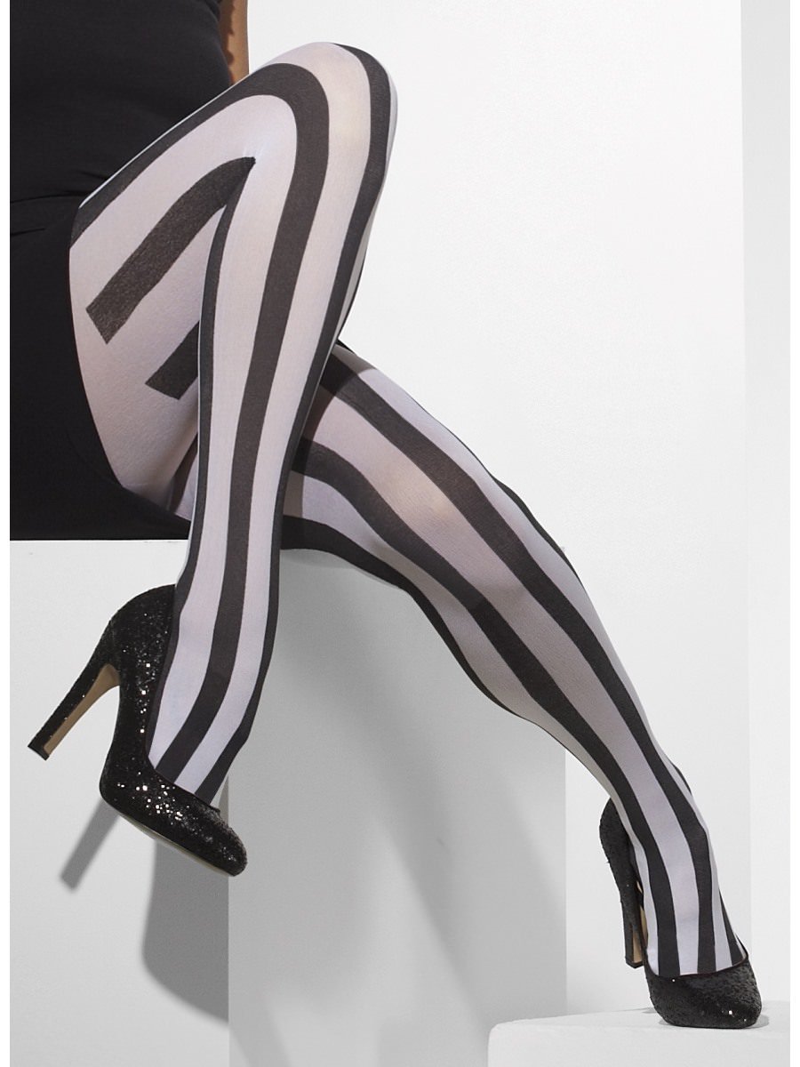 Click to view product details and reviews for Smiffys Opaque Tights Black White Fancy Dress.