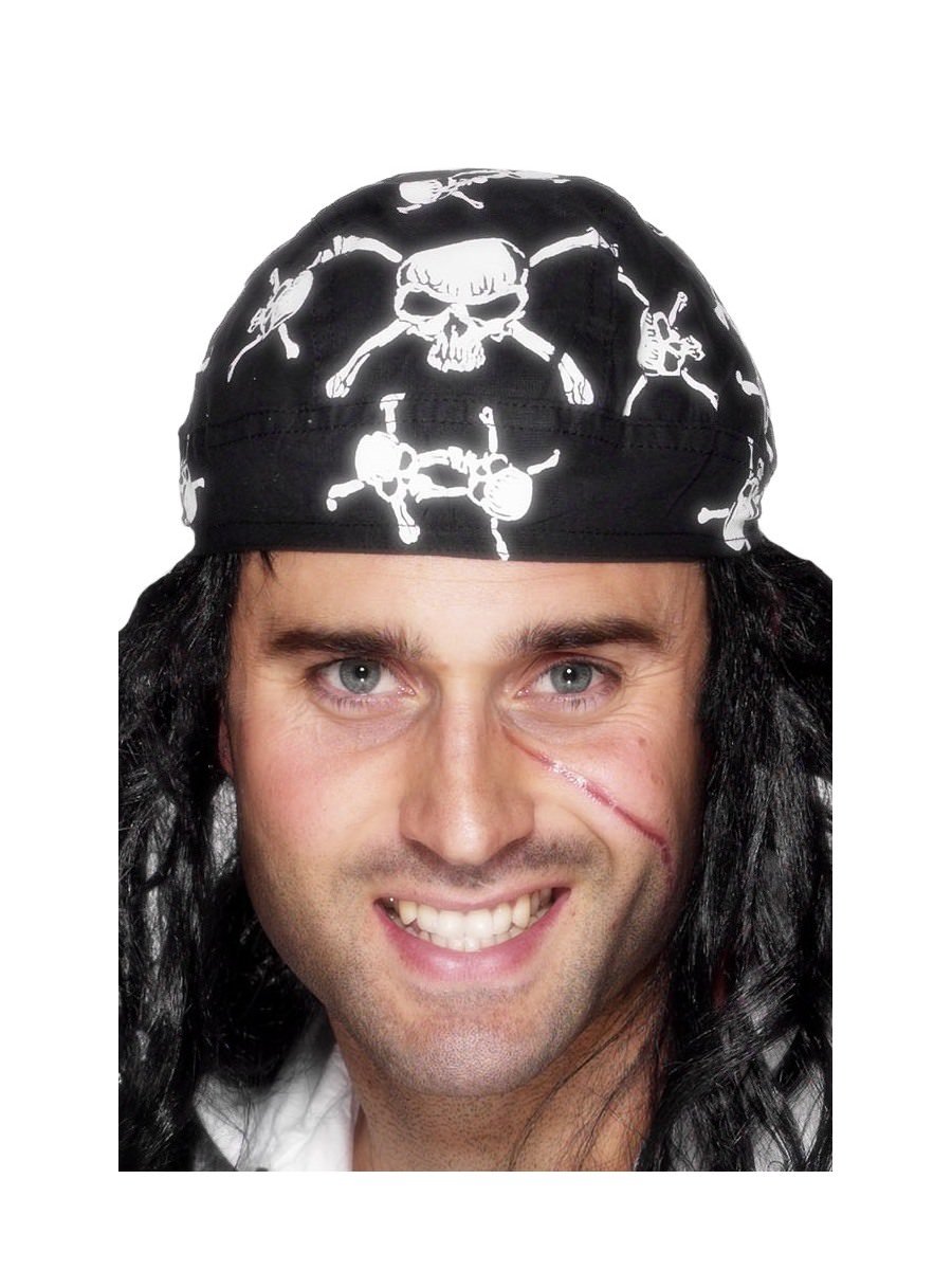 Smiffys Pirate Bandana Skull And Crossbones Design Fancy Dress