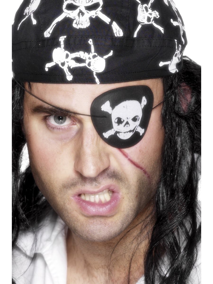 Smiffys Pirate Eyepatch With Skull And Crossbones Fancy Dress