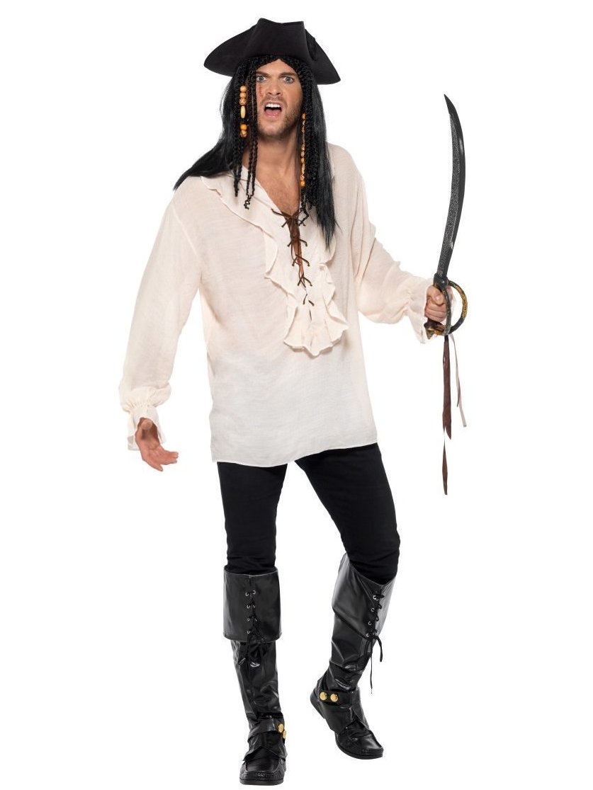 Click to view product details and reviews for Smiffys Pirate Shirt Ivory With Lace Up Front Fancy Dress Large Chest 42 44.