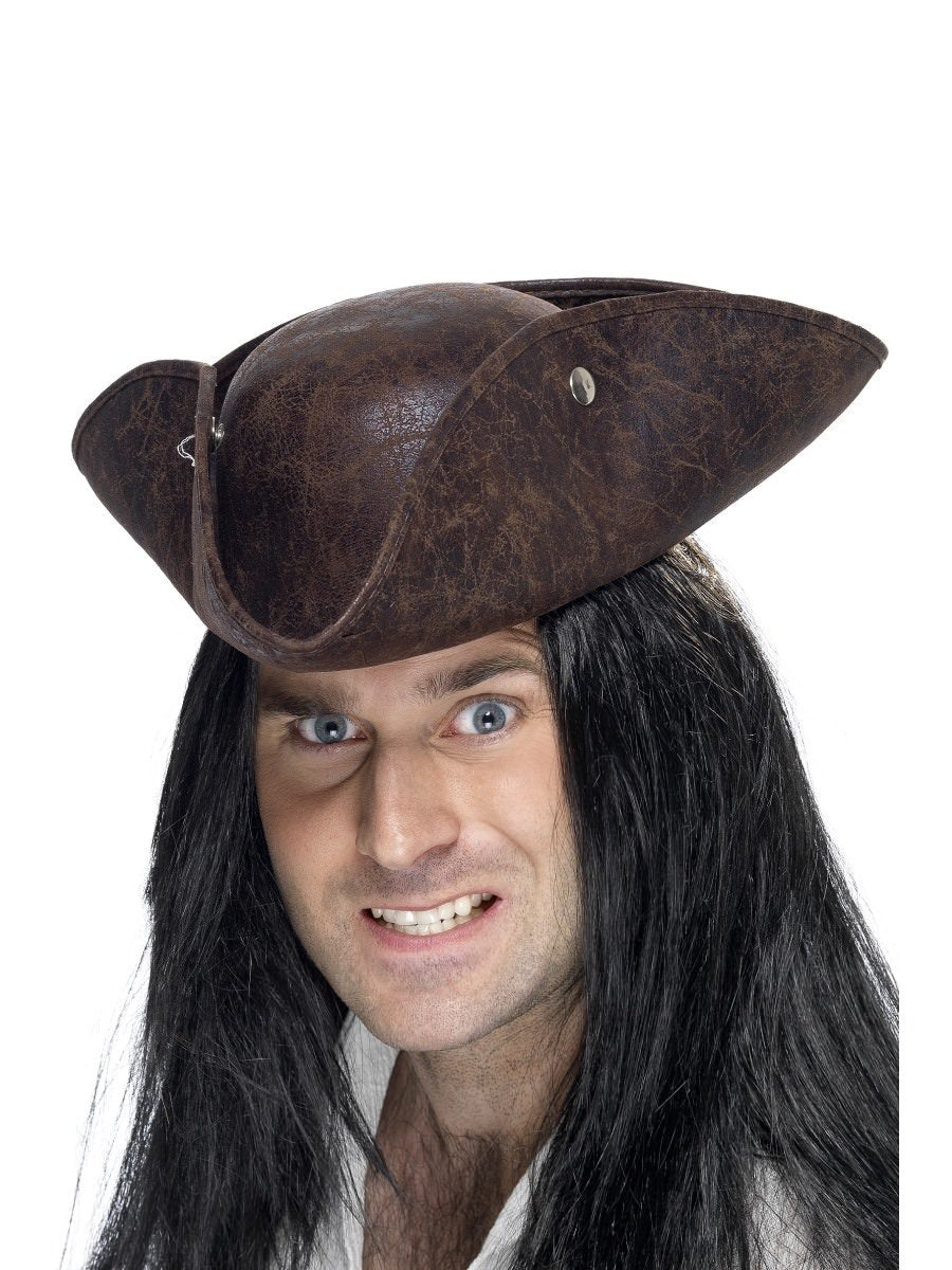 Smiffys Pirate Tricorn Hat Brown Fancy Dress